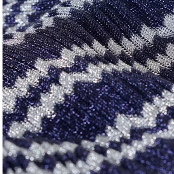 Ba&sh Zaig Crewneck Sweater Sz M Marine Blue Metallic Stripped - Picture 5 of 9